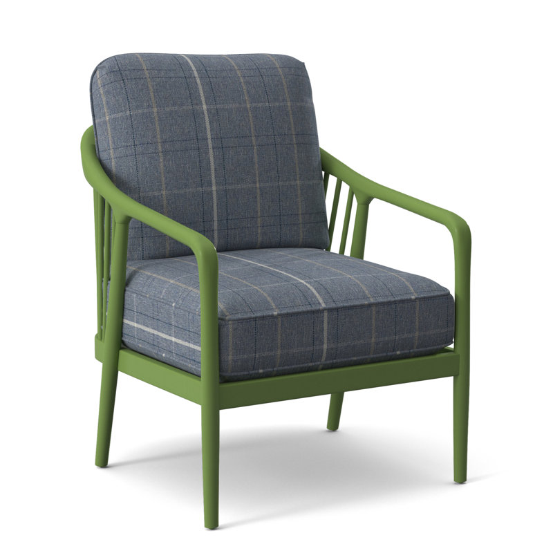 Guinevere Armchair, Lapis Plaid; 0126-63, Bisque