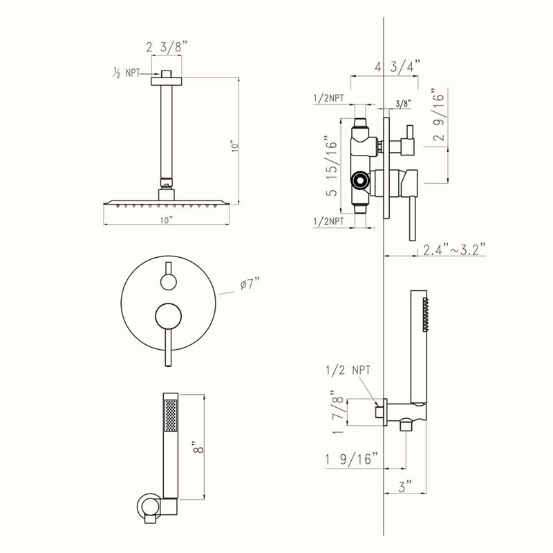Complete Shower System with Rough in-Valve, Brushed Nickel
