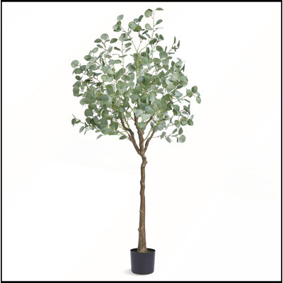 Eucalyptus artificiel de 1,80 m de haut, plante artificielle, matériau PE sécurisé et protection anti-basculement pour la décoration intérieure et extérieure