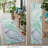 8' Runner Blue and Gray Abstract Washable Non Skid Indoor Outdoor Runner Rug