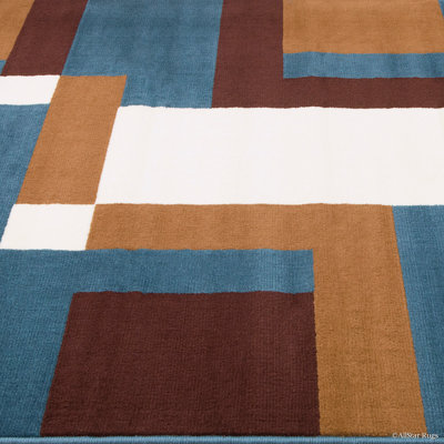 Blue/Brown Area Rug -  AllStar Rugs, 663009-lblu-5x7