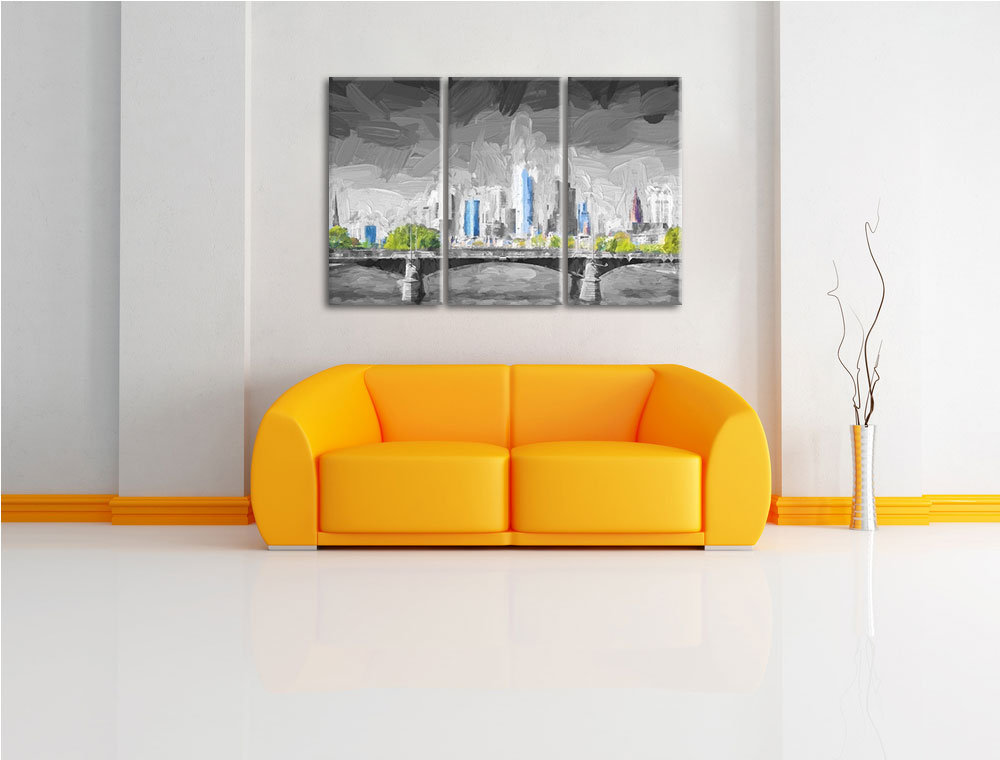 3-tlg. Leinwandbilder-Set „Kunstvolle Cityskyline“, Kunstdruck