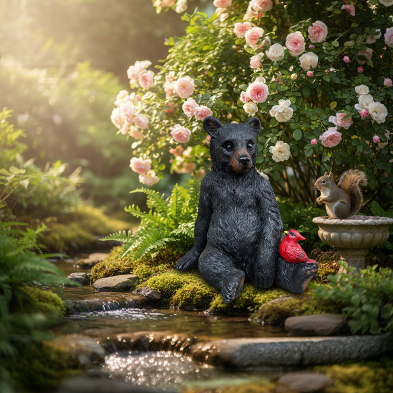 Figurine décorative ours et cardinal