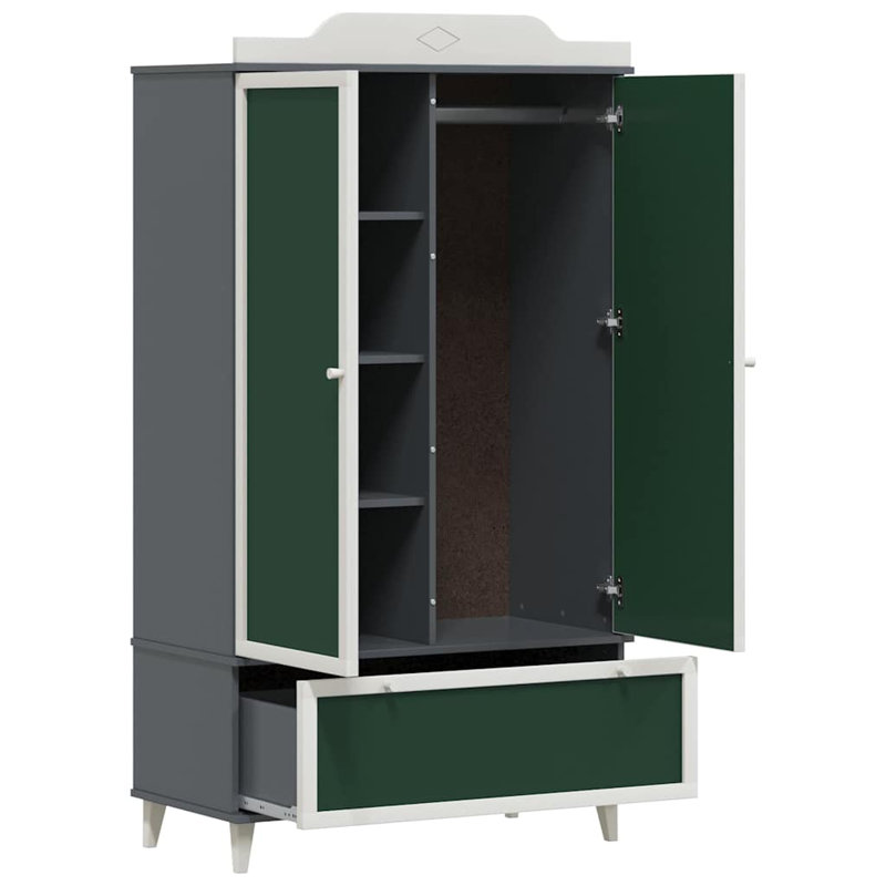 Manufactured Wood Wardrobe, Grey/White