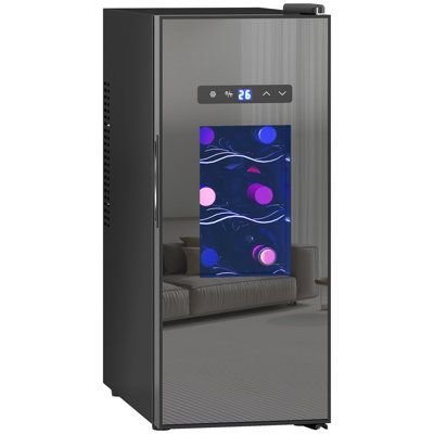 Wine Cooler, 12 Bottles Beverage and Wine Fridge with Glass Door