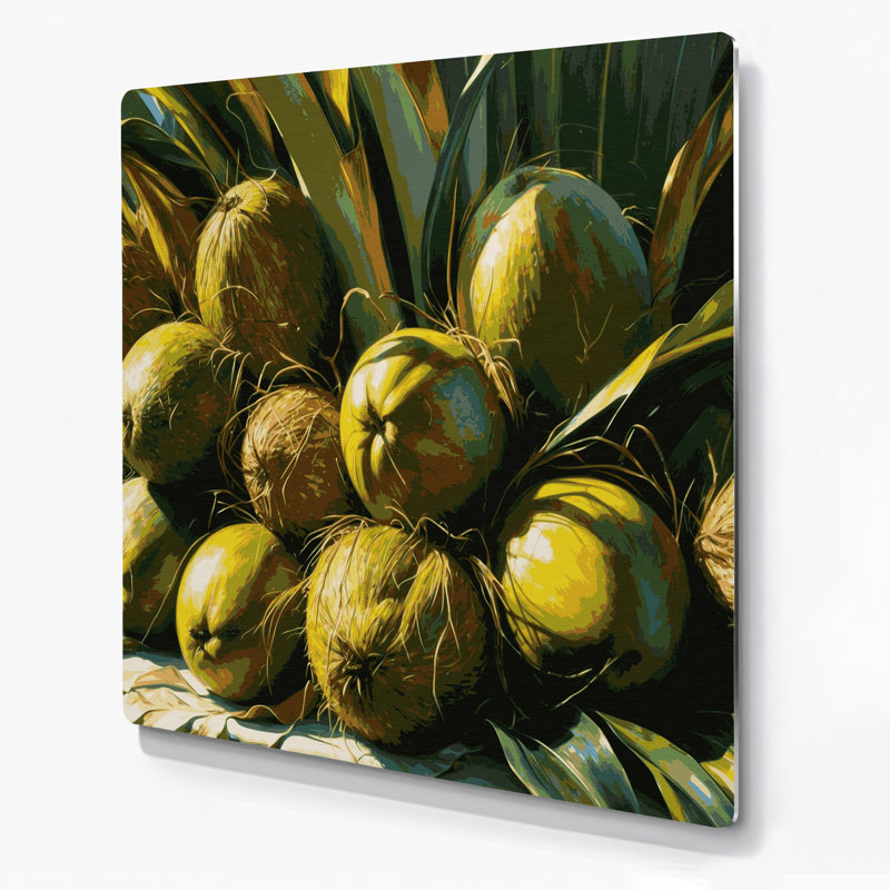 Hawaiian Coconuts Green, art mural en métal