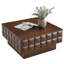 Table basse 31,89 po carrée en noyer avec habillage géométrique 3D texturé, plateau en placage de bois de frêne, table centrale moderne