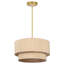 Lustre tambour en rotin gradué à 4 lumières de 20 pouces avec hauteur réglable et finition dorée