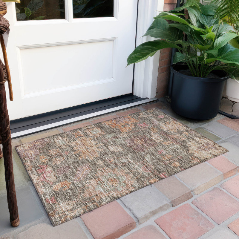 Tapis brun intérieur / extérieur lavable à la machine Cicel ACN1108, Rectangle 1 pi 8 po x 2 pi 6 po
