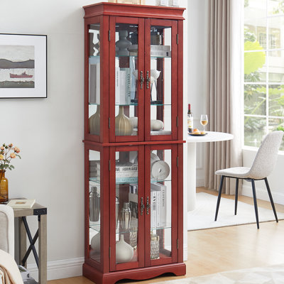 Armoire en cerisier avec cadre lumineux et cloison réglable sophistiquée