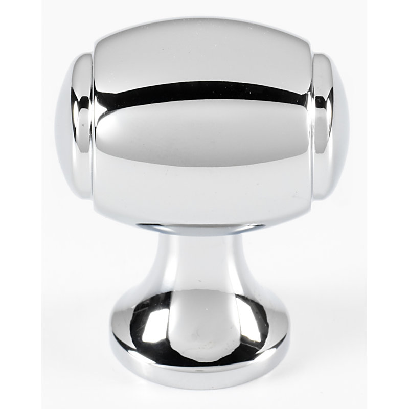 Royale Barrel Oval Knob, 1.25" H x 1.13" W x 0.63" D, Polished Chrome