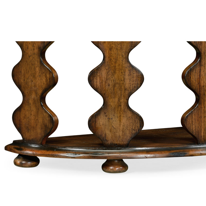 Artisan 50'' W Marble Console Table, Dark Beige Top/Rustic Walnut Base