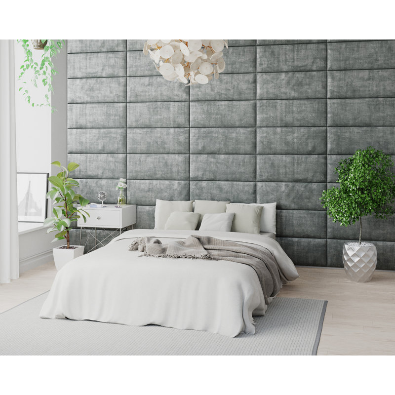 Kaedin 30 cm x 75 cm Peel and Stick Upholstered Wall Paneling in Platinum