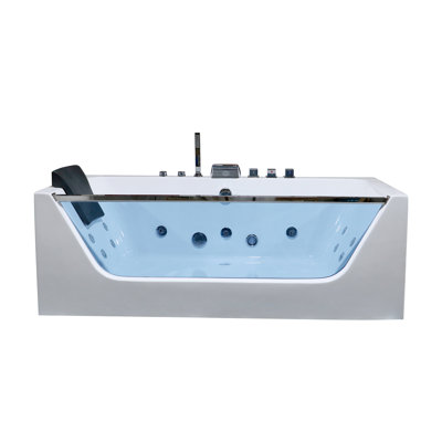 Baignoire tourbillon de coin en acrylique blanc lustré L 66,93 po x l 30,71 po x H 22,83 po Santa