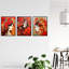 Women Faces With Red Flowers Floral Artworks Boho Portraits - 3 Piece No Frame Print Set-42454676