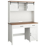 Farmhouse 47" Executive Desk, Computer Desk With Drawers And Storage Cabinet