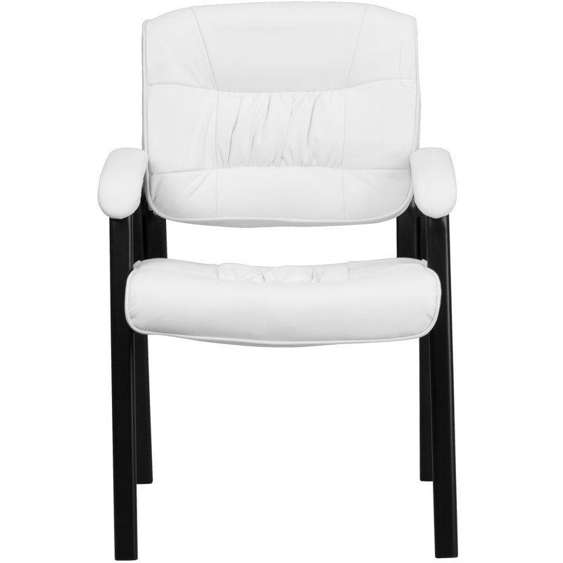 LeatherSoft Executive Side Reception Chair with Powder Coated Frame, White