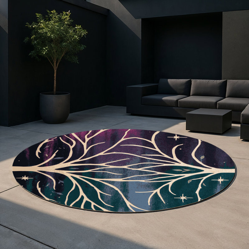 Forest Mirage Indoor And Outdoor Area Rug, Round 5'
