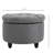 HOMCOM Round Linen-Touch Fabric Storage Footstool Ottoman Button Tufted Footrest With Removable Lid, Grey