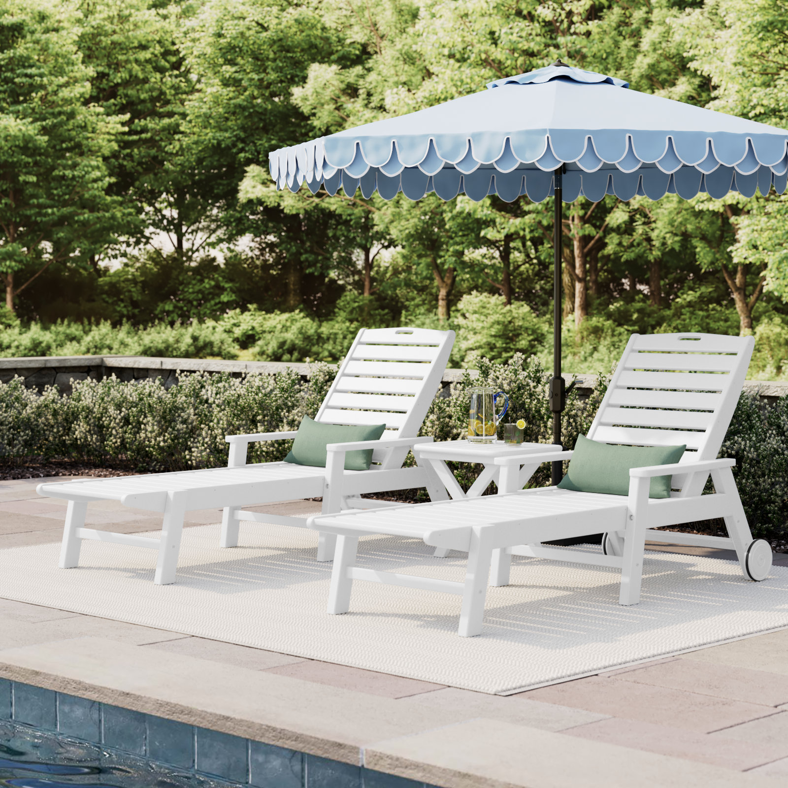 POLYWOOD® Nautical 27" Patio Chaise Lounge Set, White