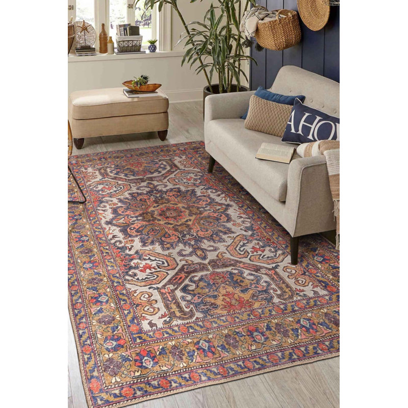 Tapis brun à motif tissé rétro, Rectangle 3 pi 10 po x 5 pi 3 po