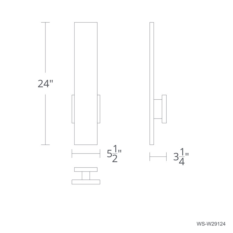 Stag LED Wall Light, Black, 4000K, 24" H x 4.5" W x 2.5" D