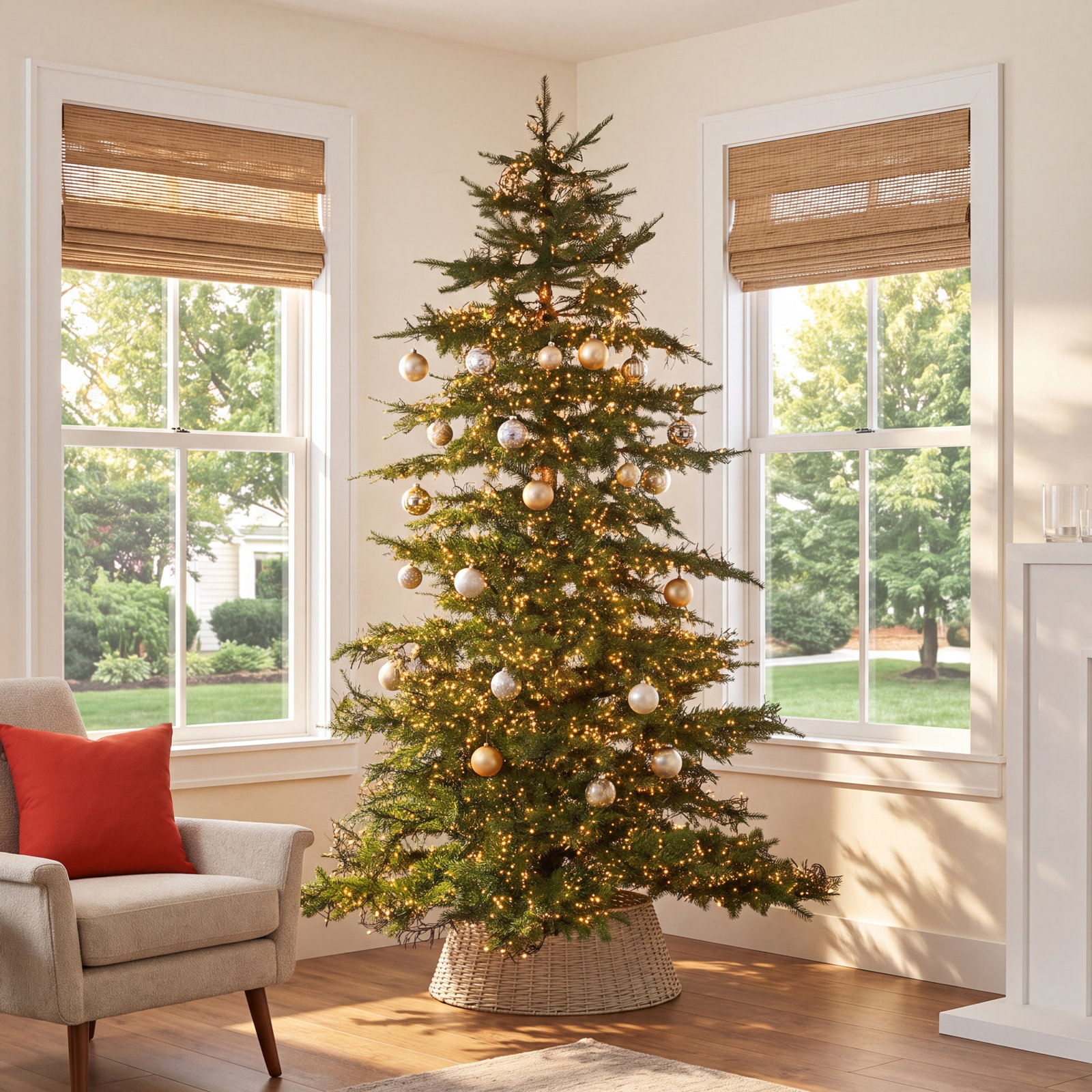 7.5' Lighted Artificial Pine Christmas Tree