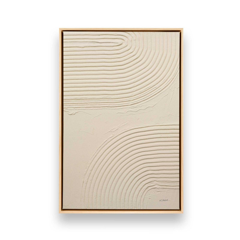Echoed Curves in Beige II Canvas Print, American Maple Floater Framed, 30.75" H x 20.75" W x 1.75" D