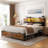 Kalder Bed Frame with LED Light and Charging Station, Metal Frame with Storage Headboard, Large Storage Space, No Spring Box Needed-1849033318-1849033319
