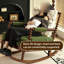 Chaise berçante en bois massif-112305549-112305547