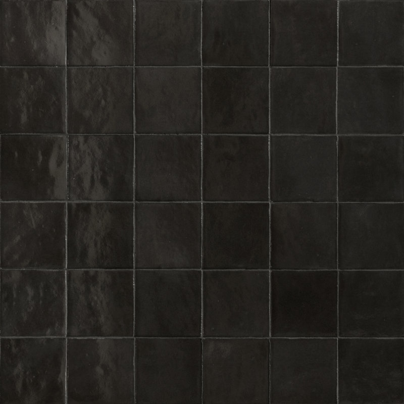 Marrakesh Zellige | 4"x4" Ceramic Wall Tile, Nero
