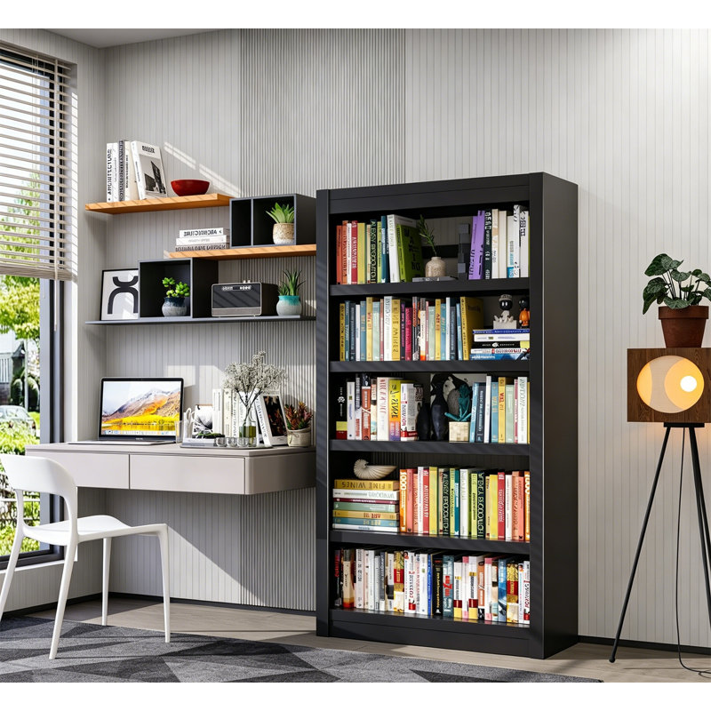 5-Tier Sturdy Bookcase, Adjustable Shelves, Large Capacity, Modern for Living Room Office Garage