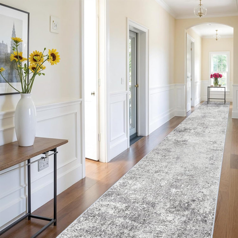 Tapis de couloir lavable - Tapis moderne résistant aux taches pour la lessive, Tapis de couloir 3 pi x 14 pi