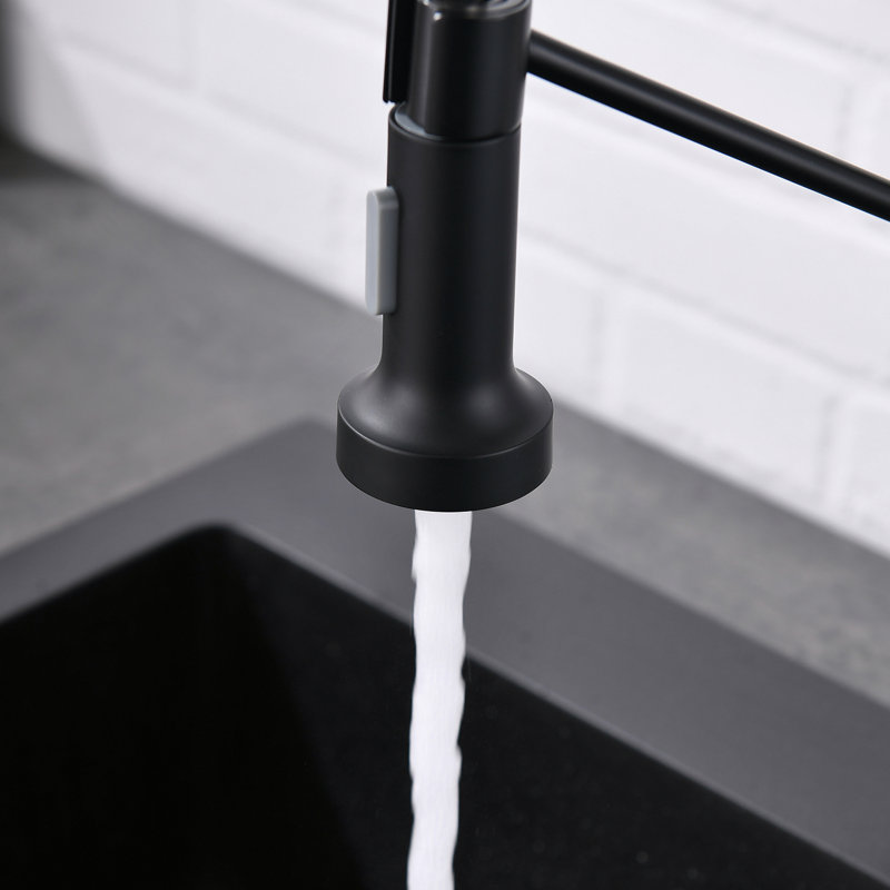 Modern Kitchen Sink Faucet, Black, Pull Out , Brass, Single Hole, Flow Adjustable Black Tap With Spray, Brass Core, Hole Temperature Setting Mixing Faucet