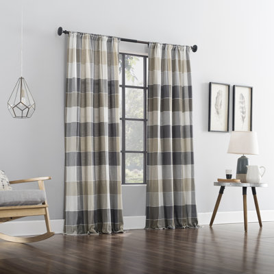 Archaeo Danner Colorblock Plaid 100% Cotton Semi-Sheer Rod Pocket Curtain Panel