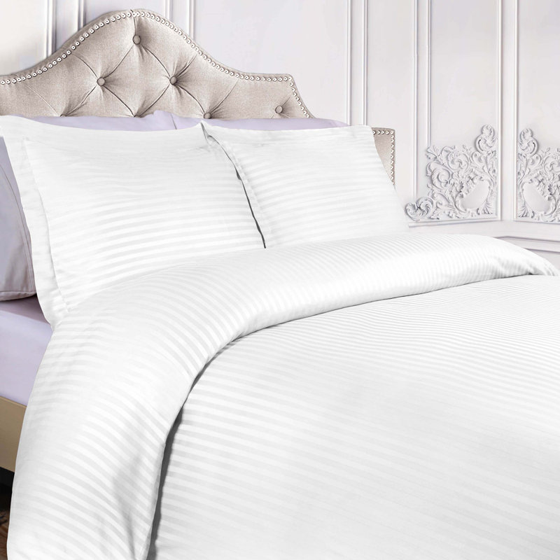 Ensemble de housse de couette en mélange de coton égyptien à densité de tissage 300 fils Mitchell Écosse, Blanc