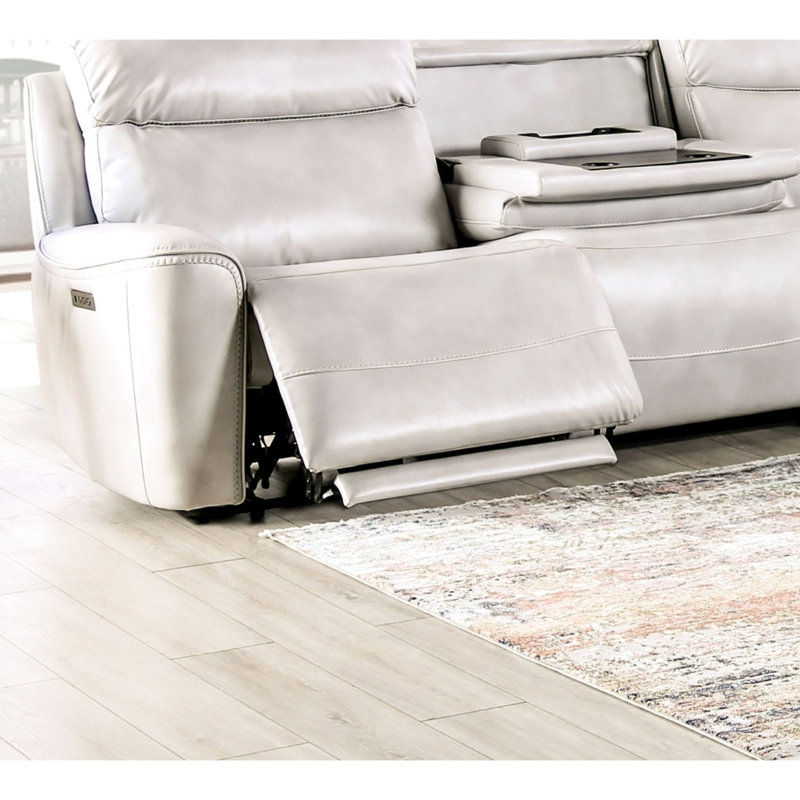 Canapé modulaire inclinable électrique Taupe avec inclinaison zéro gravité, repose-pieds extensible et porte-gobelets en forme de L taupe, respirant, conception Wallhugger pour le salon