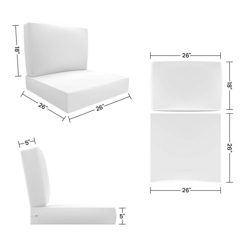 26x26x5 inch Amberson Sunbrella Outdoor Cushion for Arm Chair, Arnot Seat/Back Replacement Cushion for Outdoor Furniture, 1
