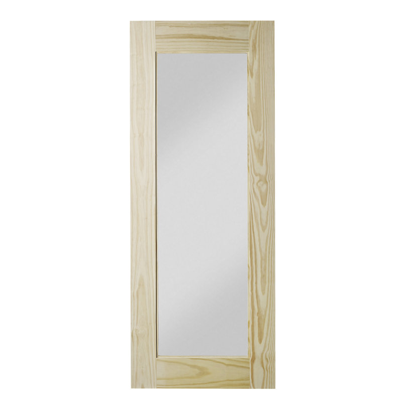 Reflex 84'' Solid Wood Mirrored Unfinished without Installation Hardware Kit Barn Door, 33" x 84"