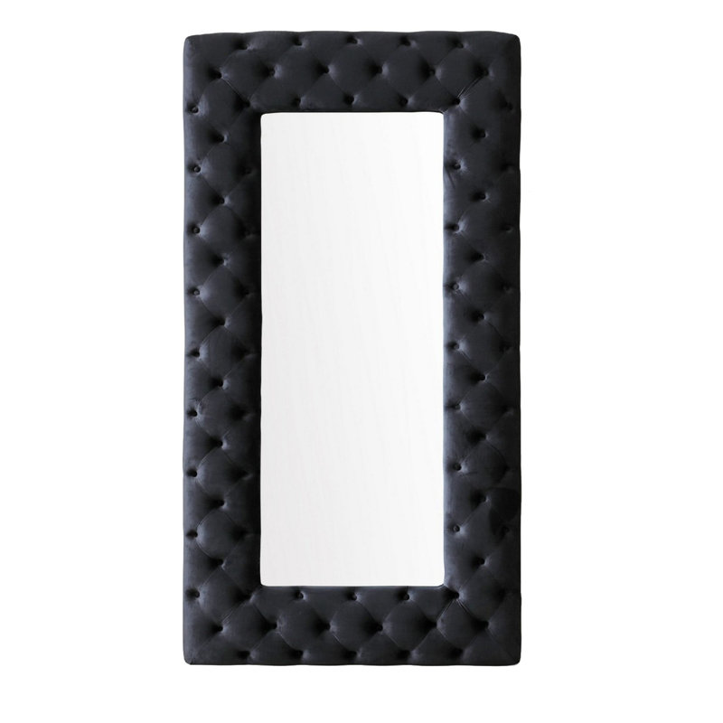 Sinaia Tufted Floor Mirror, Black