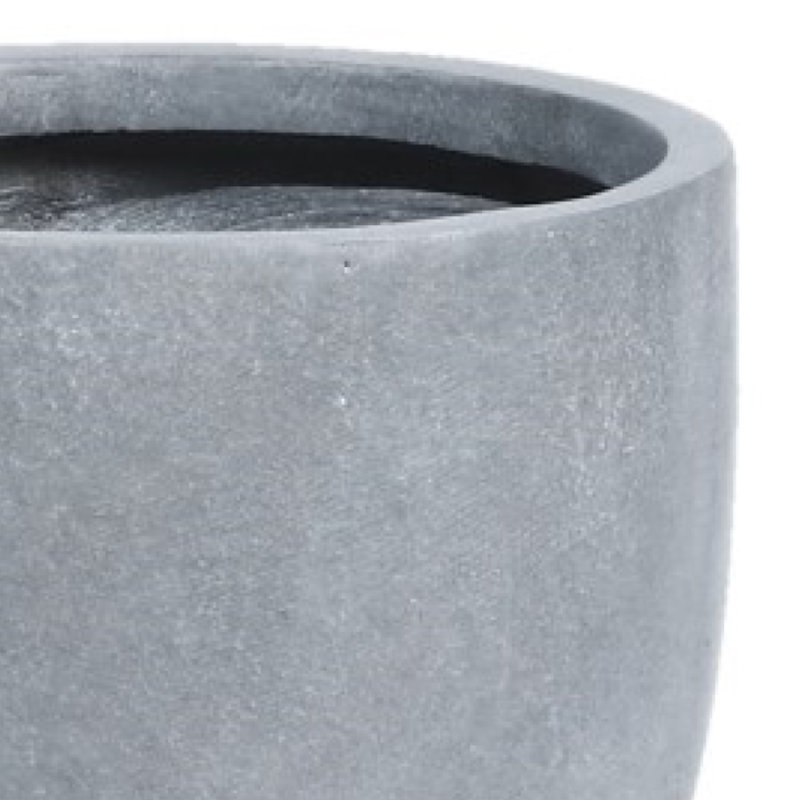 Acushnet 13.7" Dia Black Planter, Outdoor Pot with Drainage Hole, Light Gray, 12.2" H x 13.7" W x 13.7" D