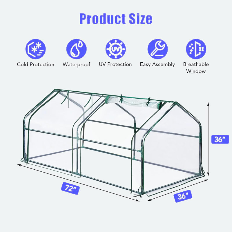 Portable Mini Greenhouse, 36"H x 72"W x 36"D