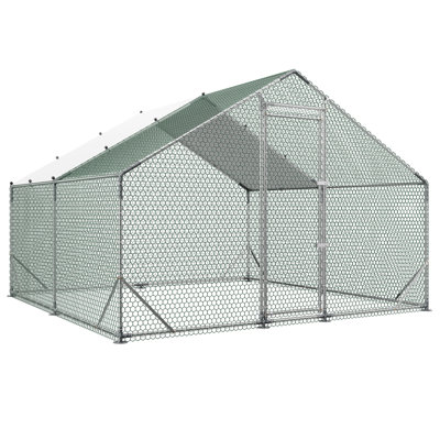 Grand poulailler en métal 9,8 x 9,8 x 6,6 pi, poulailler avec couvercle imperméable et structure robuste