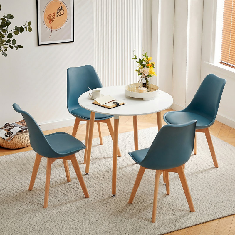 4 - Person Dining Set, White, Aegean Blue