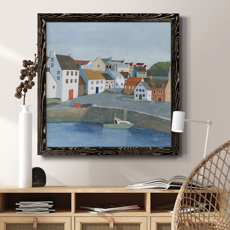 Old Coast Town II - Toile encadrée de qualité supérieure - prête à être accrochée, H 27,5 po x l 27,5 po x P 1,5 po
