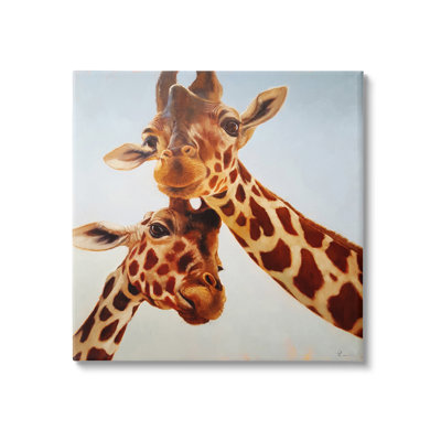 " Happy Giraffe Duo Portrait " by Lucia Heffernan Painting Print