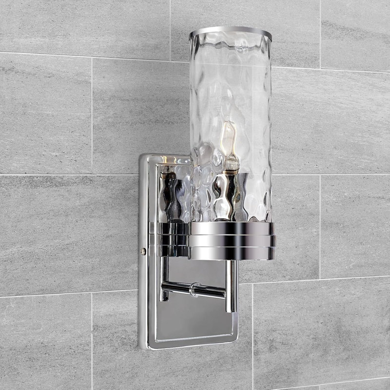Luminaires de salle de bain 1 lumière Modern, applique murale simple avec abat-jour en verre martelé pour le couloir du salon de salle de bain