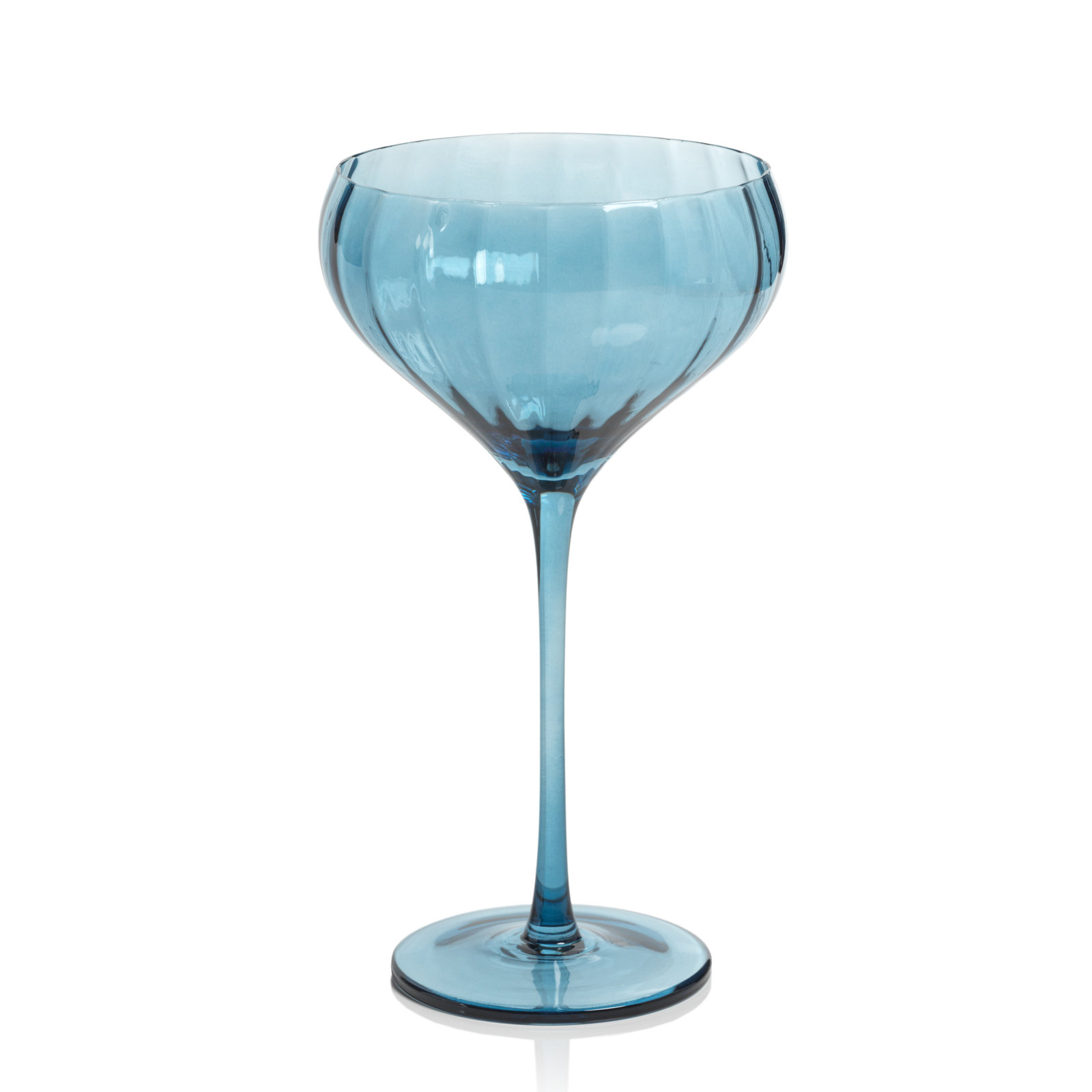 Boulder Ribbed Coupe Glass, Blue Azure