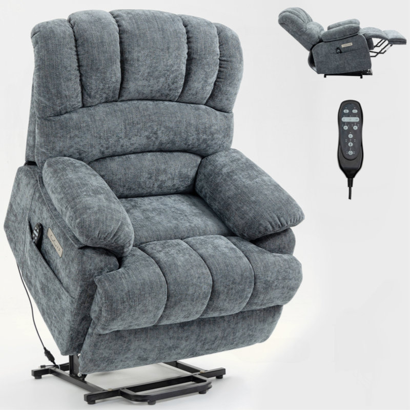 Fauteuil inclinable électrique en chenille de 23 po de large et à dossier haut avec massage par vibration à 8 points et chauffage lombaire