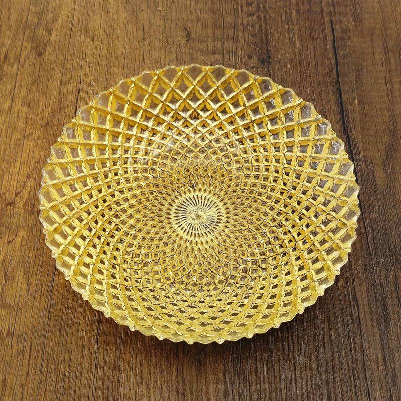 Ensemble de 4 assiettes à soupe en verre doré Pina, Or
